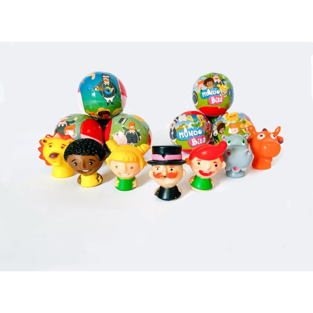 Kit com 10, 15, 25 ou 50 bolinhas encapsuladas MUNDO BITA dedoches lembrancinha de aniversário