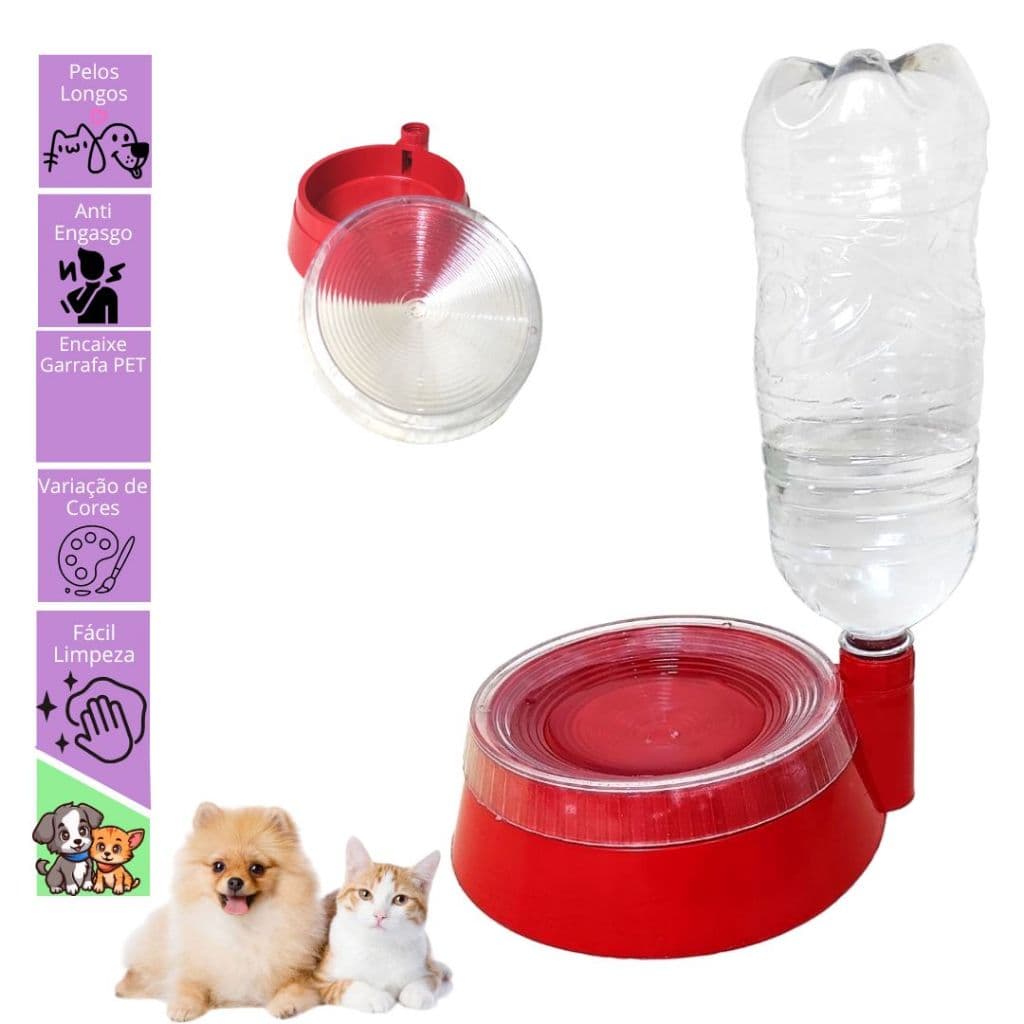Bebedouro Automático para Cães e Gatos com Encaixe para Garrafa Pet