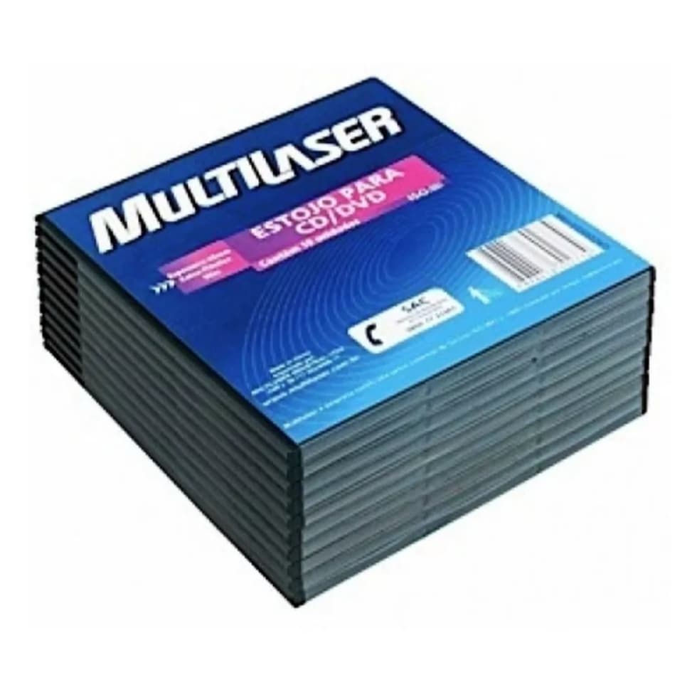 ESTOJO PARA MINI CD/DVD SLIM MULTILASER BOX COM 10 UNIDADES