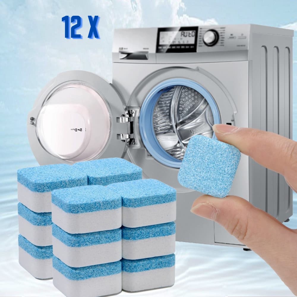 kit 12 Pastilhas para Limpeza de Máquinas de Lavar Roupas Efervescentes Multifuncional