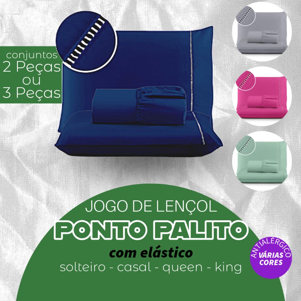 Jogo de Lençol 2 e 3 Peças 400 Fios - Solteiro Casal Queen King Micropercal Ponto Palito