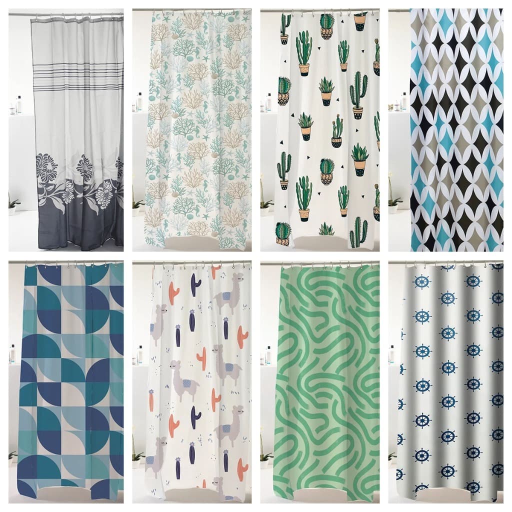 Cortina Box Banheiro Poliéster Antimofo 198x180cm C/ Ganchos - Uzoo