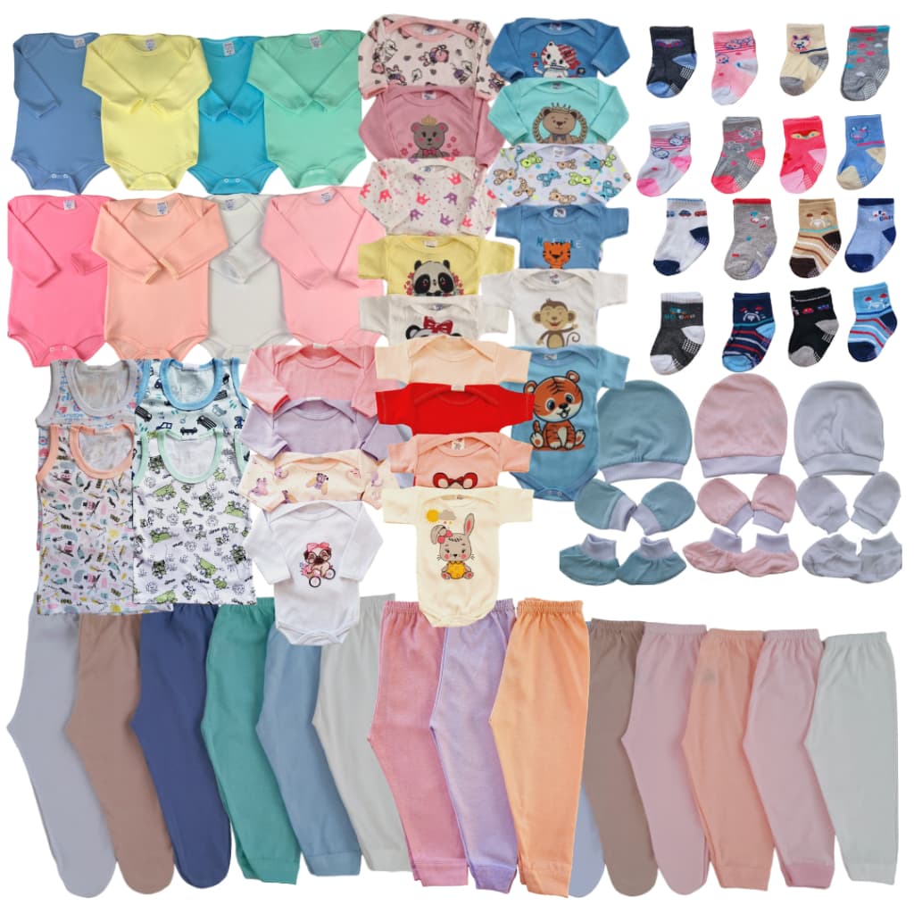 Kit 36 peças Roupas de bebe enxoval maternidade Menino ou Menina Body + Mijão /Calça