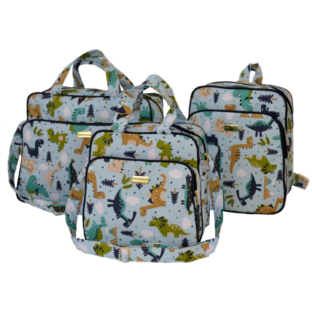 Kit Bolsa Maternidade Mala Bebê Enxoval Dinossauro 3 pçs