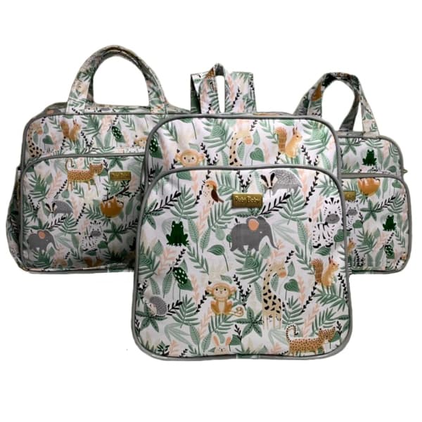 kit Bolsa Maternidade 3pçs menino safari Enxoval