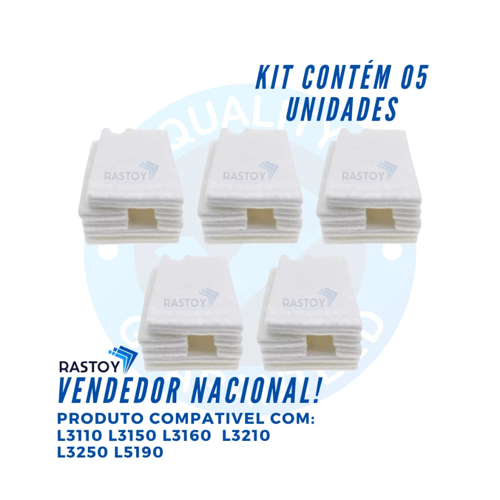 Kit 05 Feltro Almofada Esponja Absolvente Compatível Epson L3100 L3110 L3115 L3150 L3250 L5190 L5290