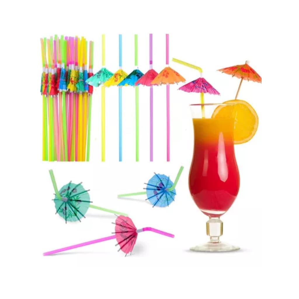 20-100 Guarda-Chuva Canudos Coloridos  Festas Temáticas De Praia Decoração De Coquetel