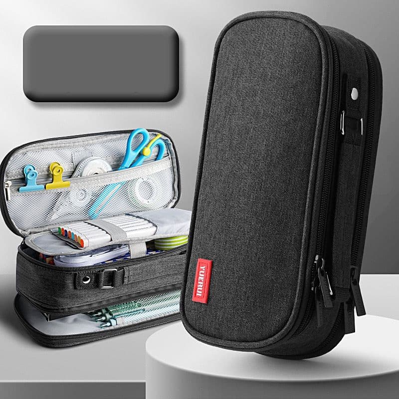 Estojo Escolar Juvenil Box Com Alça Nylon bem garnde- Tactel 100 Pens Com Divisória