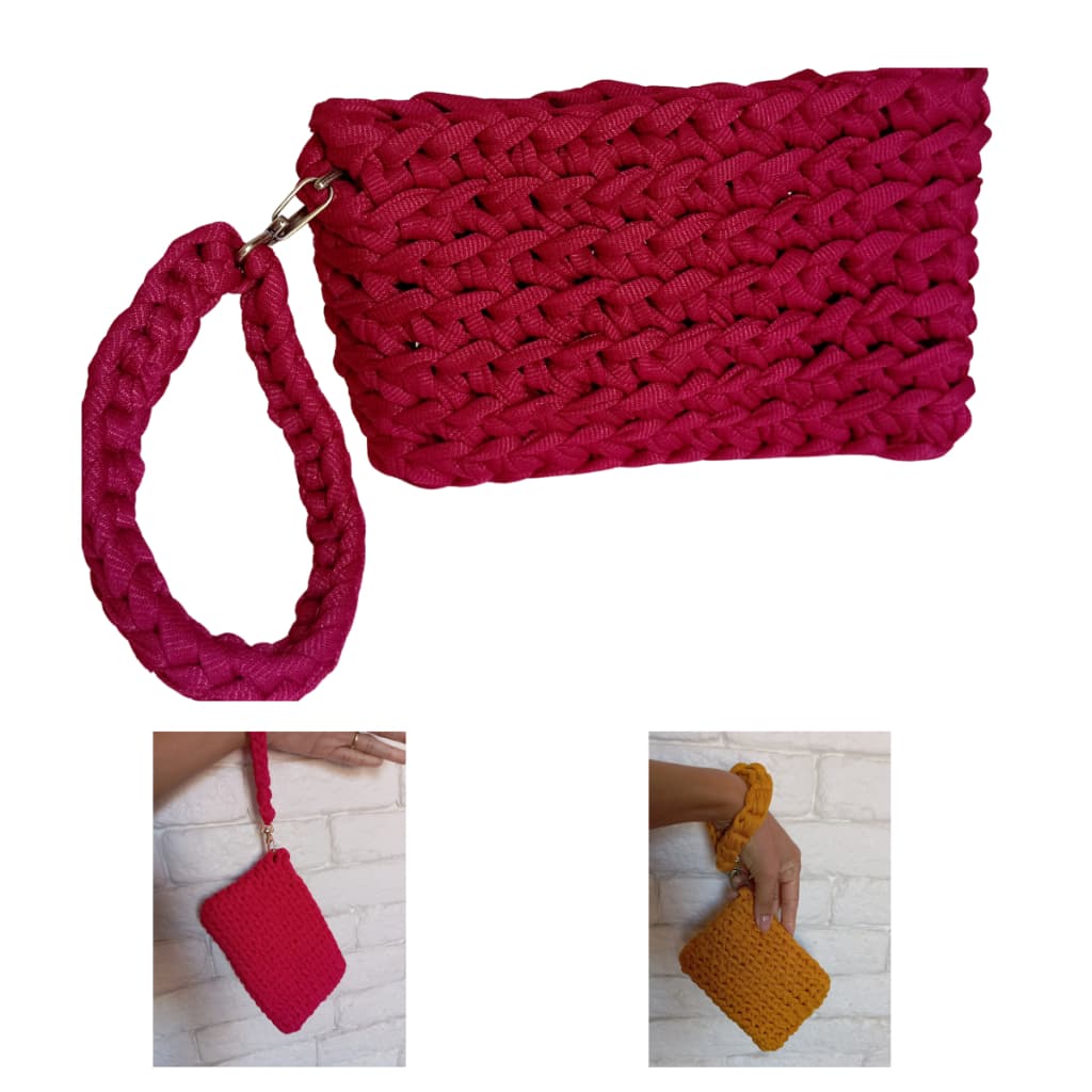 BOLSA CARTEIRA DE MÃO FEITA EM CROCHÊ FIO DE MALHA PREMIUM COM FORRO E FECHO ALÇA REMOVÍVEL TAMANHO 20 CM DE LARGURA X 12 CM DE ALTURA, PERFEITA PARA CELULAR, CHAVE E DOCUMENTOS PODE SER USADA COM ALÇA E SEM ALÇA