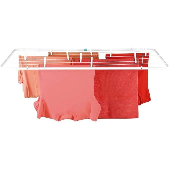 Varal Teto Branco Mor Aço 1.20mt x 56cm Grande Com Kit para Instalação