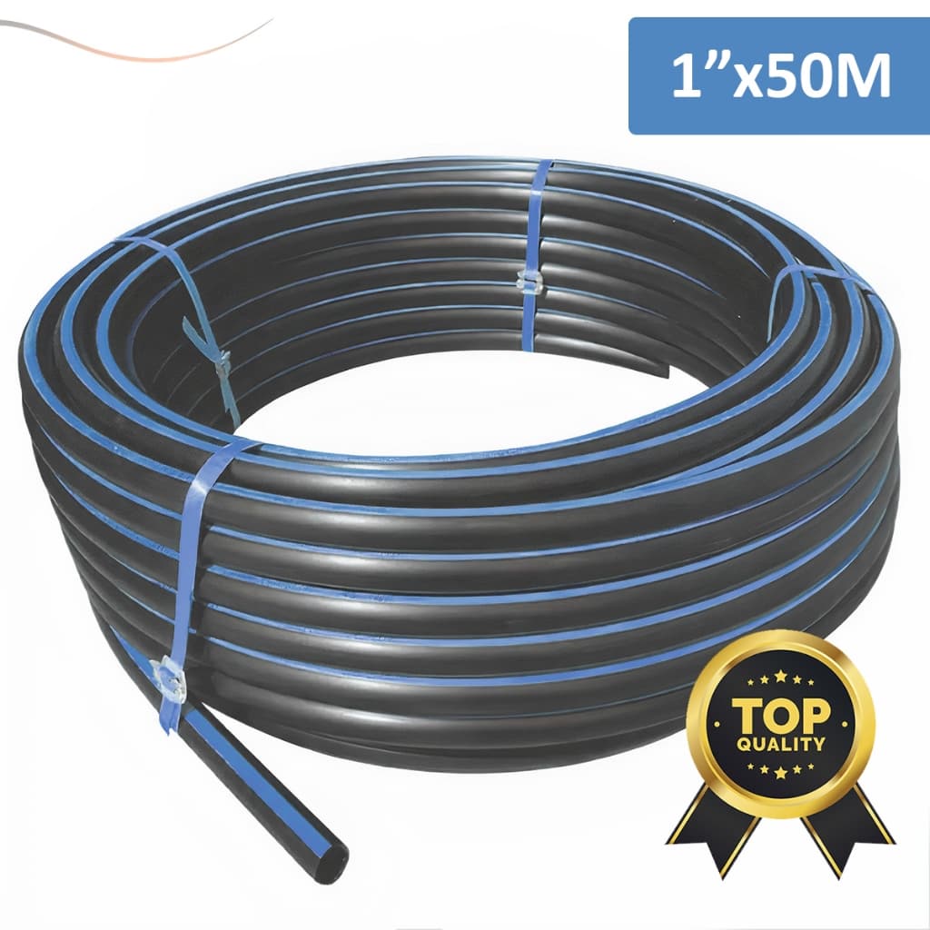 Mangueira Irrigação Gotejamento Poço 1" Plástica Rolo Com 50 Metros SEM FUROS Reforçada Selo Azul