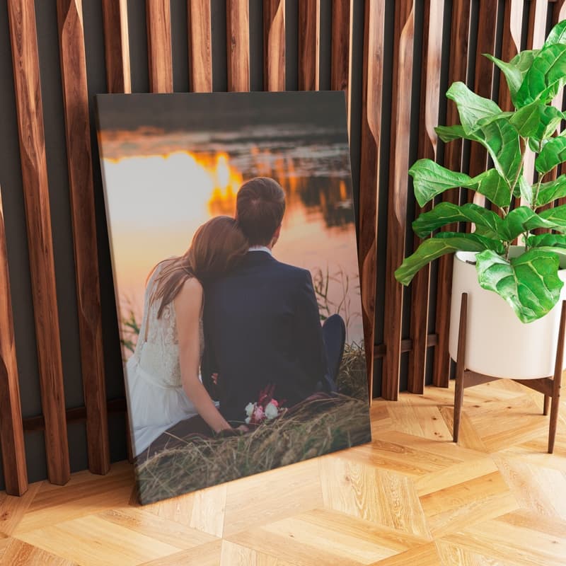 Quadro Personalizado com Borda Infinita em Tecido Bodas Aniversário de 15 anos Casamento 100x80cm