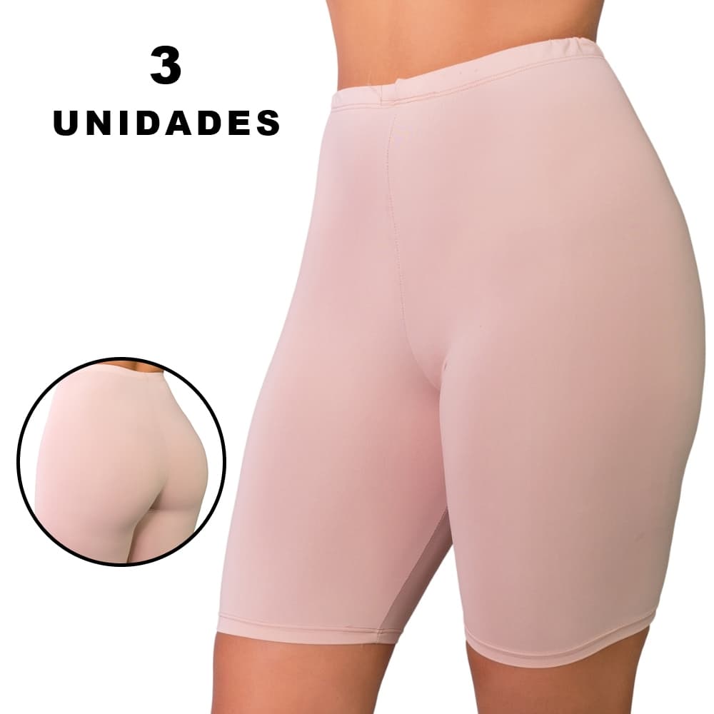 Kit 3 Anágua Bermuda Segunda Pele Roupa Íntima altura antes do joelho