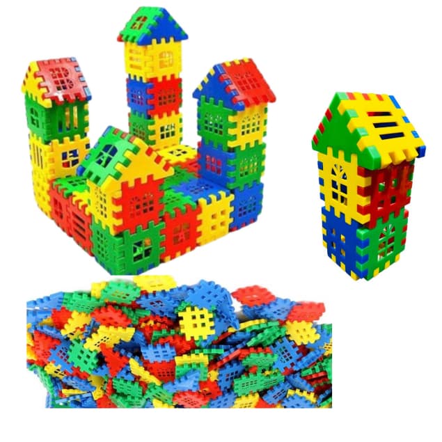 KIT 120 BLOCOS DE MONTAR INFANTIL DIVERTIDO MONTA MONTA CASINHA COLORIDO PARA CRIANÇAS APRENDIZAGEM