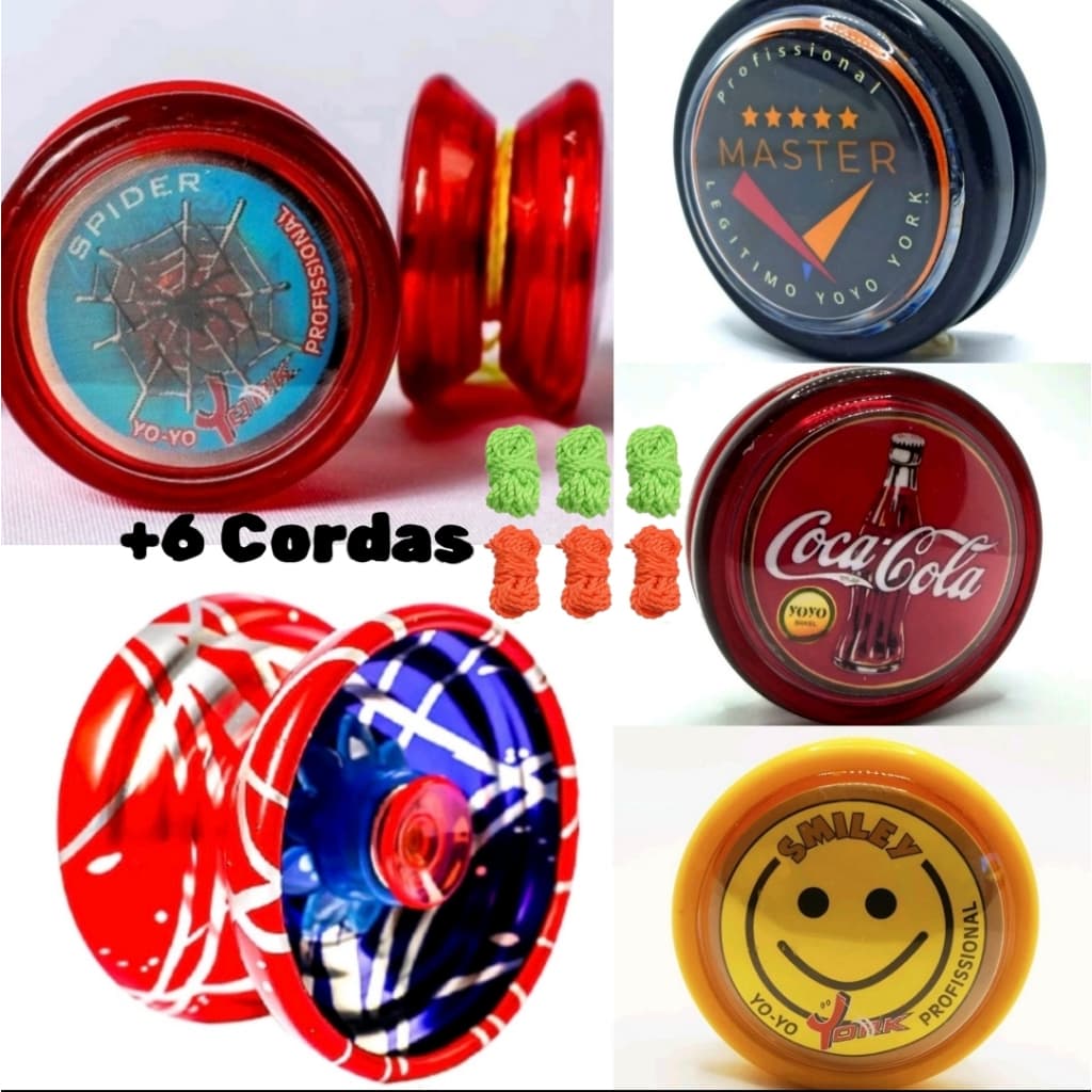 KIT IOIÔ EIXO DE MADEIRA + YOYO DE ROLAMENTO + 6CORDAS