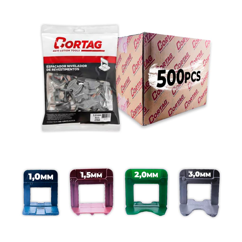 Espaçador Nivelador Eco C/500 Peças Cortag Para Azulejo Cerâmica Piso Porcelanato Rejunte Original