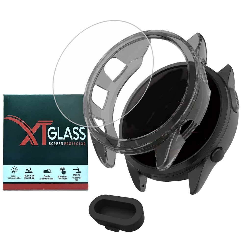 Capa de Proteção + Pelicula de Vidro + Tampa Plug Compatível Com Garmin 165 e 165 Music