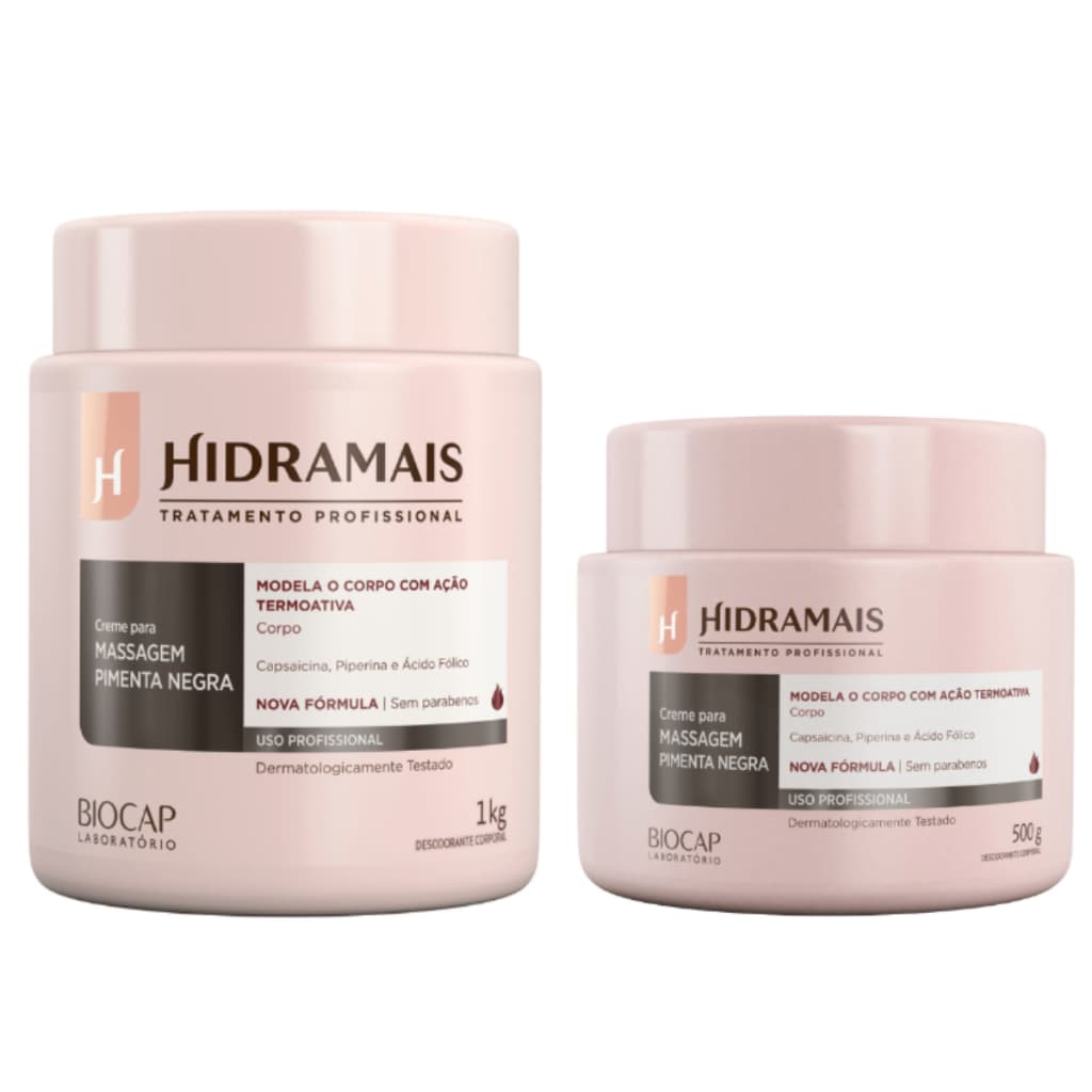 Hidramais Creme Para Massagem Pimenta Negra 1KG ou 500G