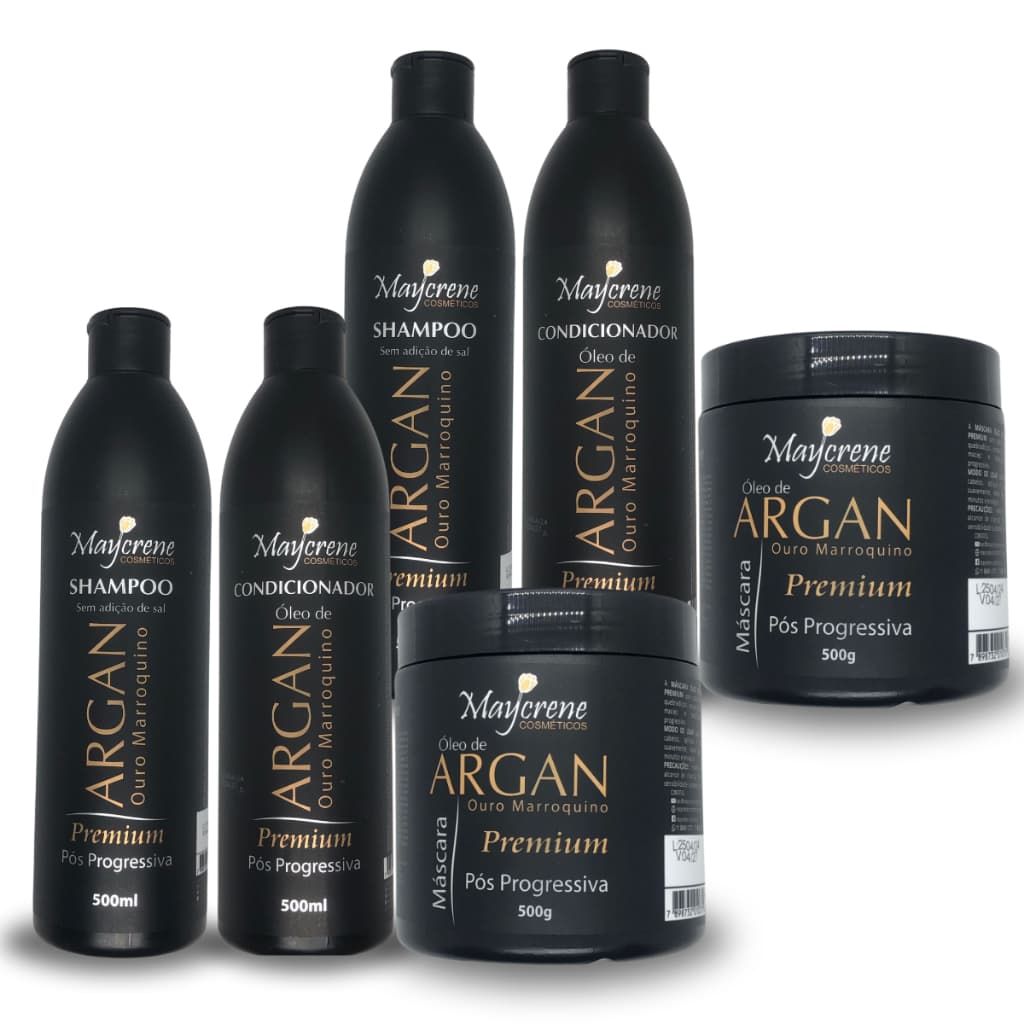 Kit Argan Premium Pós Progressiva Cabelos Lisos Ouro Marroquino Revive o Cabelo