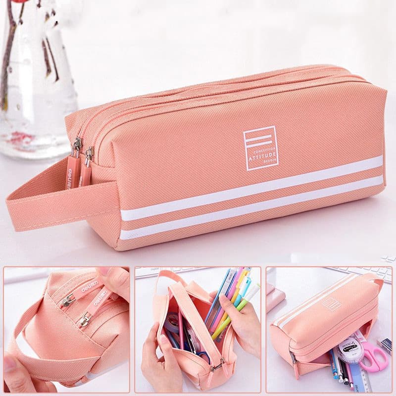 Estojo Escolar Feminino/ Masculino Box Juvenil Martelasse Estojo Escolar Organizador Grande Jumbo Box 2 Compartimentos