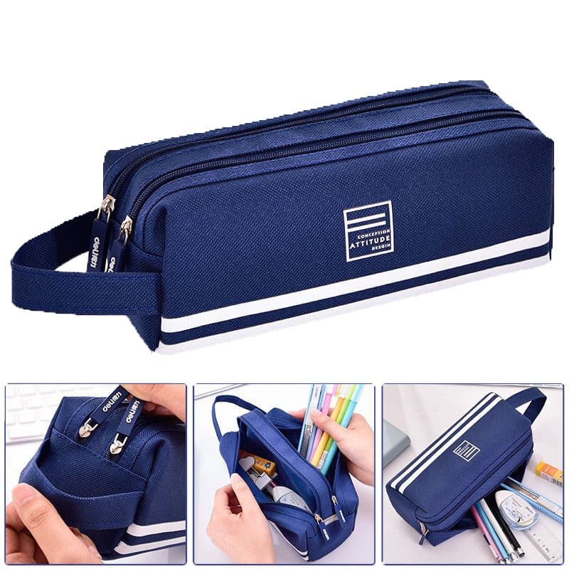 Estojo Escolar Organizador Juvenil Liso Com 2 Divisórias Com Alça Interna