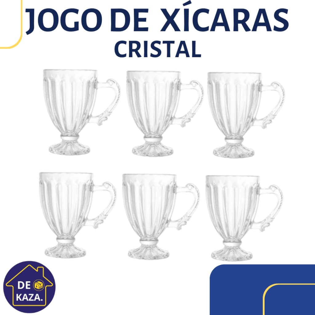 Jogo de Xícaras Caneca Cristal Vidro 190ml Transparente e Âmbar Para Capuccino Chá Café