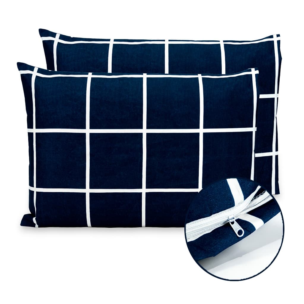 Kit 2 Fronhas ZÍPER Estampadas Percal Flex 400 Fios 70 X 50