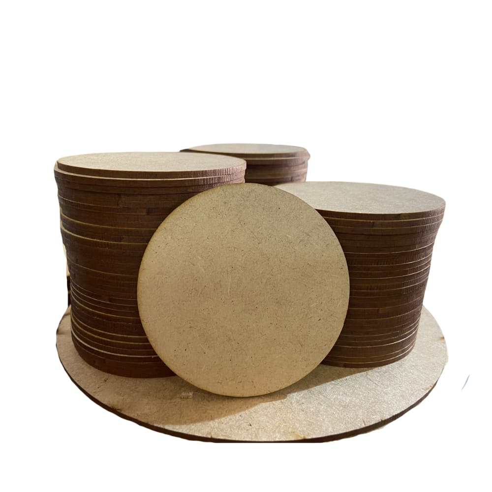 100un Bolachas 10cm Portacopo Mdf Cru Circulo Base Sousplat