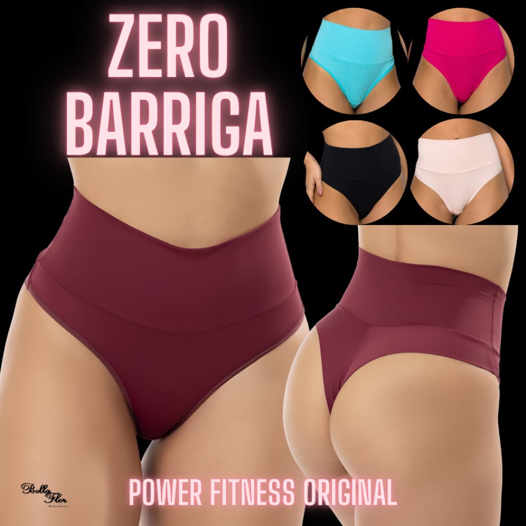 Calcinha Power Fitness De Sustentação Segura Barriga Lingerie Cós Duplo Fio Duplo Sem costura no Bumbum