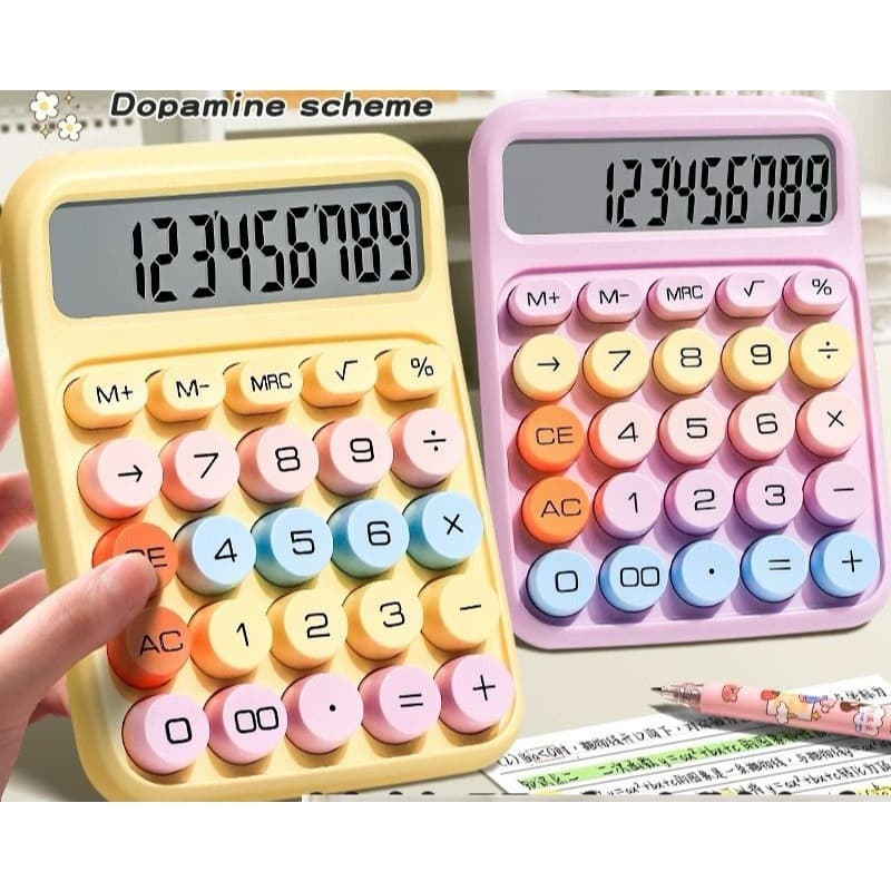 Calculadora Retrô - Teclado De 1 Peça Mecânico De 12 Dígitos COLORIDA