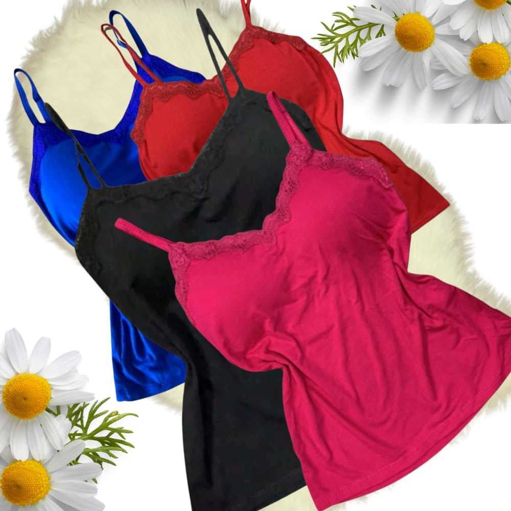 Regata Feminina  de Renda com Bojo e Alças Reguláveis tecido super confortável.