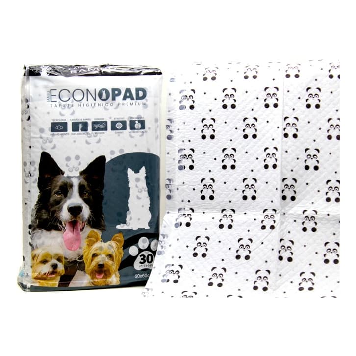 Tapete Higiênico Pet Econopad Carvão Bambu 90x60 30Un Cães