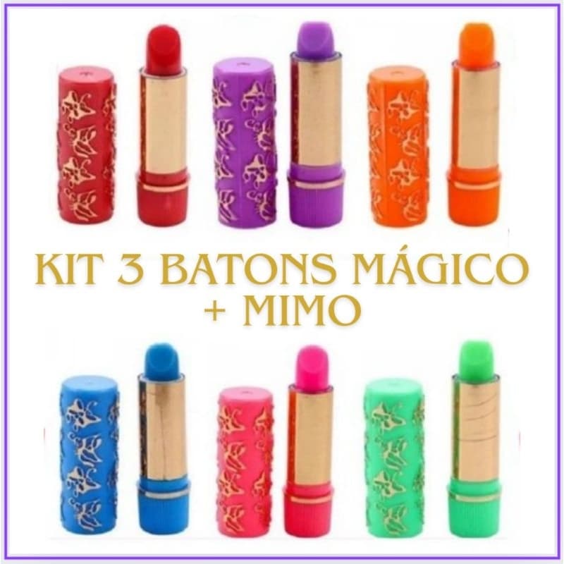 3 Unidades Batom Mágico da Vovó - Coloridos