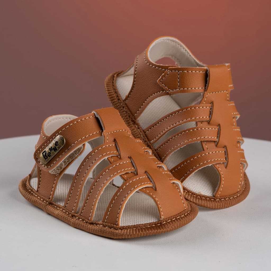 Sandália Franciscana Recém Nascido Menino Bebê Batizado Confortável Sola Macia Benne Kids Promoção