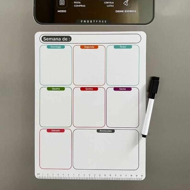 Lembrete Calendário Ima De Geladeira Semanal Planejamento Organizador Mensal Magnético Multiuso