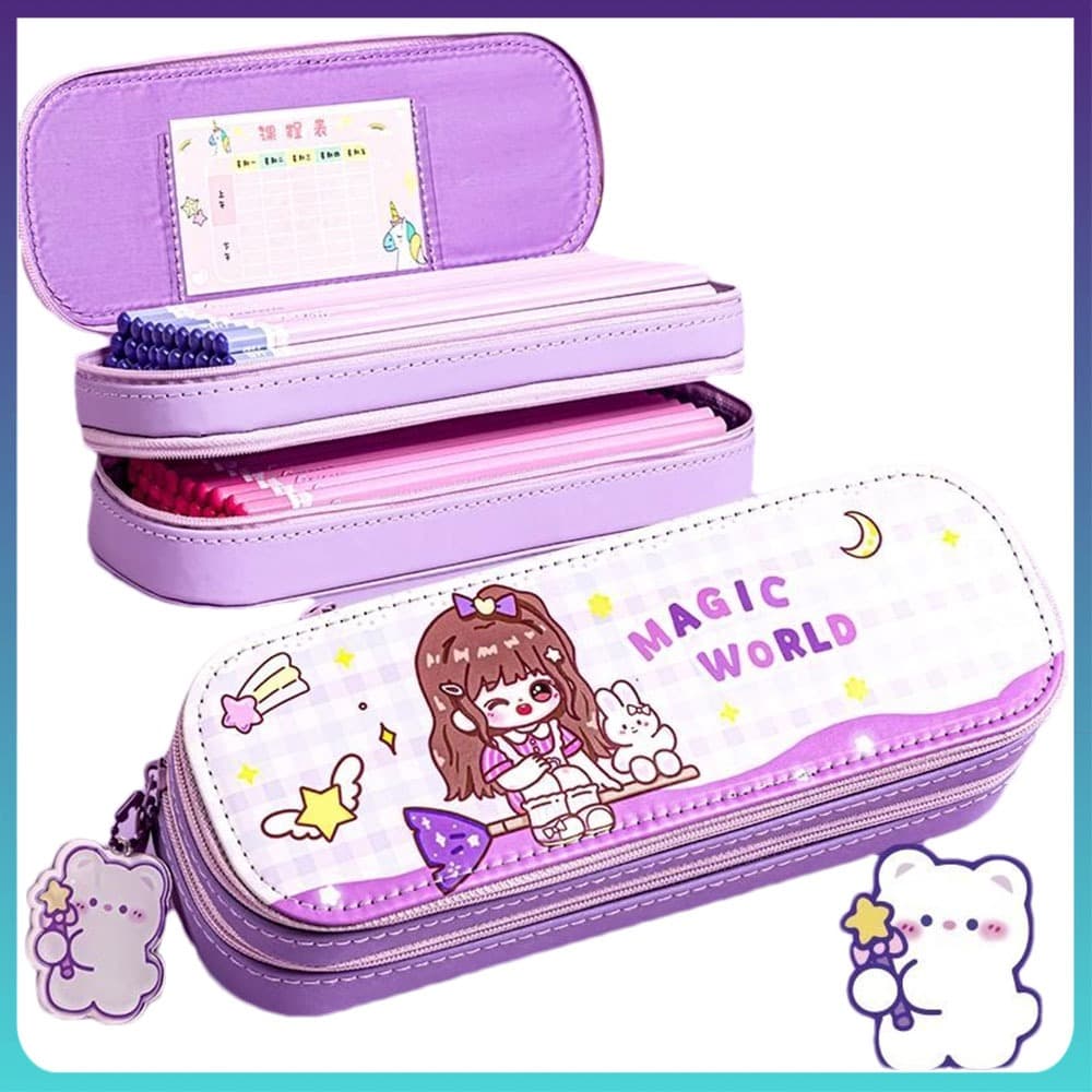 Estojo De Lápis Grande Capacidade Dupla Camada Estojo De Estudante