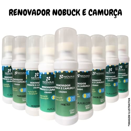 Renovador Nobuck Camurça Novax 80ml cores diversas graxa liquida camurça