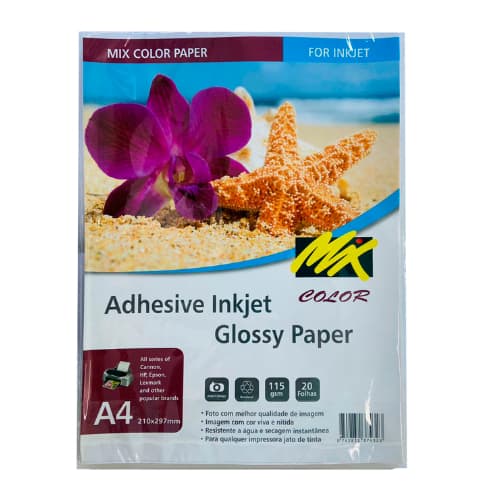 Papel Fotográfico Adesivo A4 115g 20 folhas Mix Color
