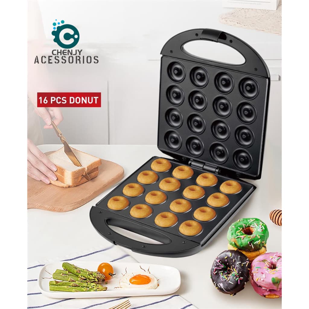 16 Donuts Maquina De Fazer Mini Donuts Confeitaria 110v-220v Profissional Culinária Envio Imediato