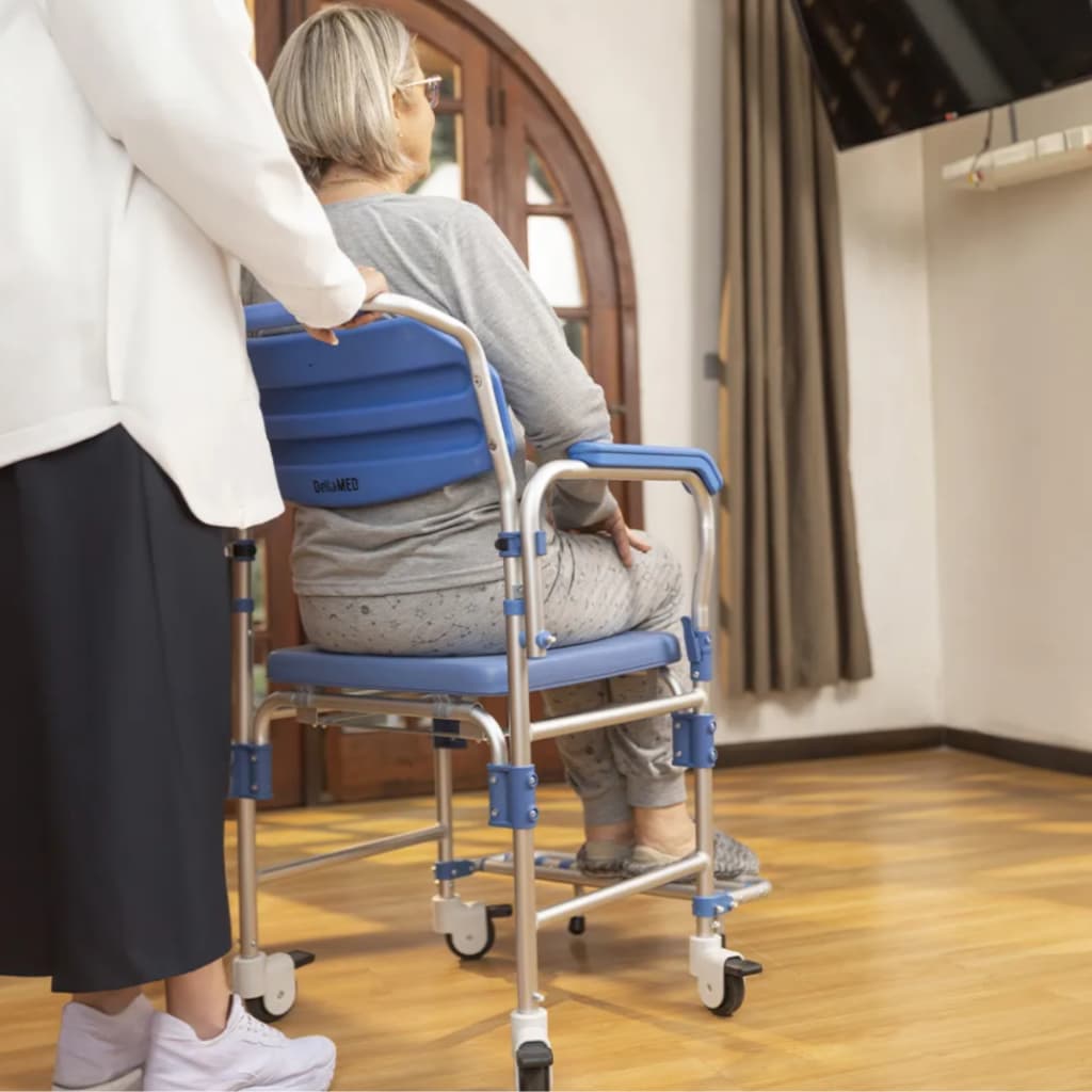 Cadeira Banho Alumínio Leve Desmontável Idoso 150Kg 3 em 1 DellaMed