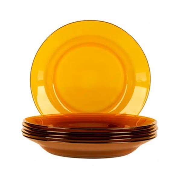 Prato de vidro fundo 23cm 6pçs Ambar