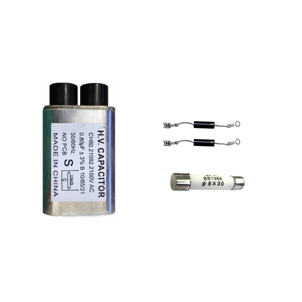 Kit Capacitor Alta Tensão Microondas 0,80uf + 1 Fusivel 20a + 2 Diodos Alta Tensão