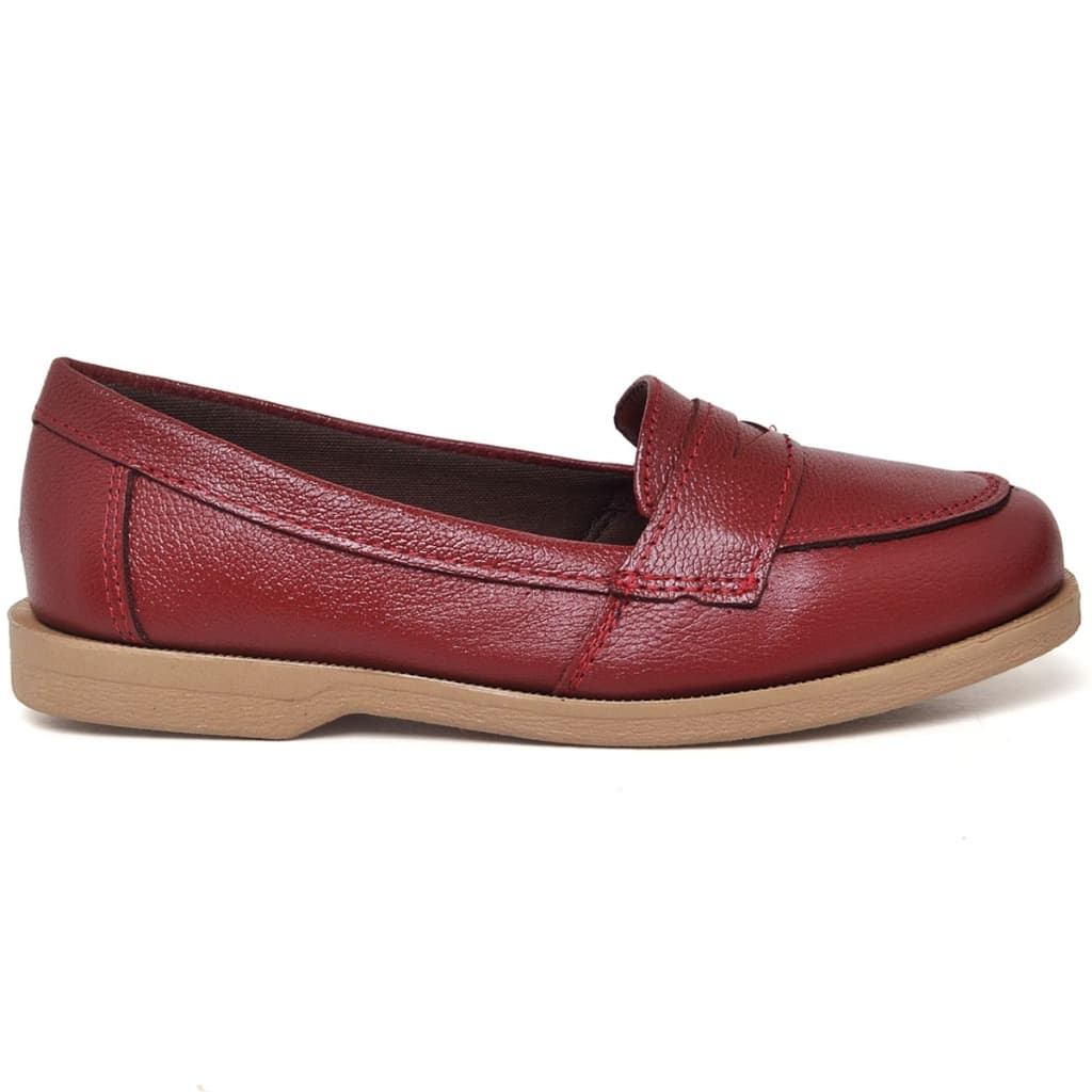 Sapato Feminino Coyote Mocassim - Couro Legítimo Cor Cherry