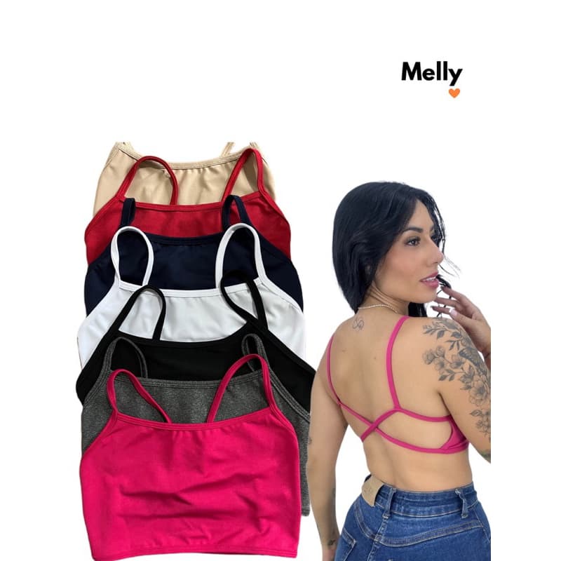 kit 5 top cruzado modinha costa nua gringa sem bojo