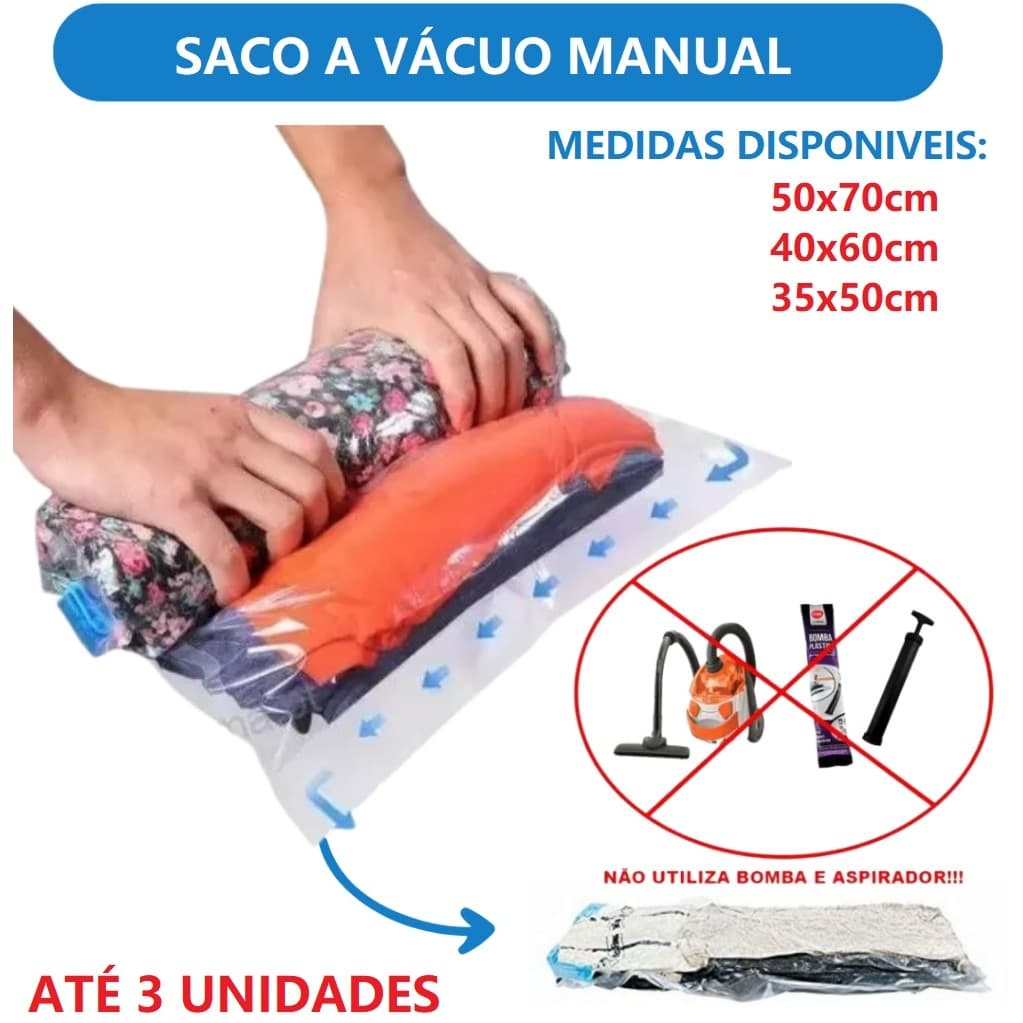Saco Organizador a Vácuo 50x70 40x60 35x50 Para Viagem Roupa Cobertor Mala Protetor Zíper