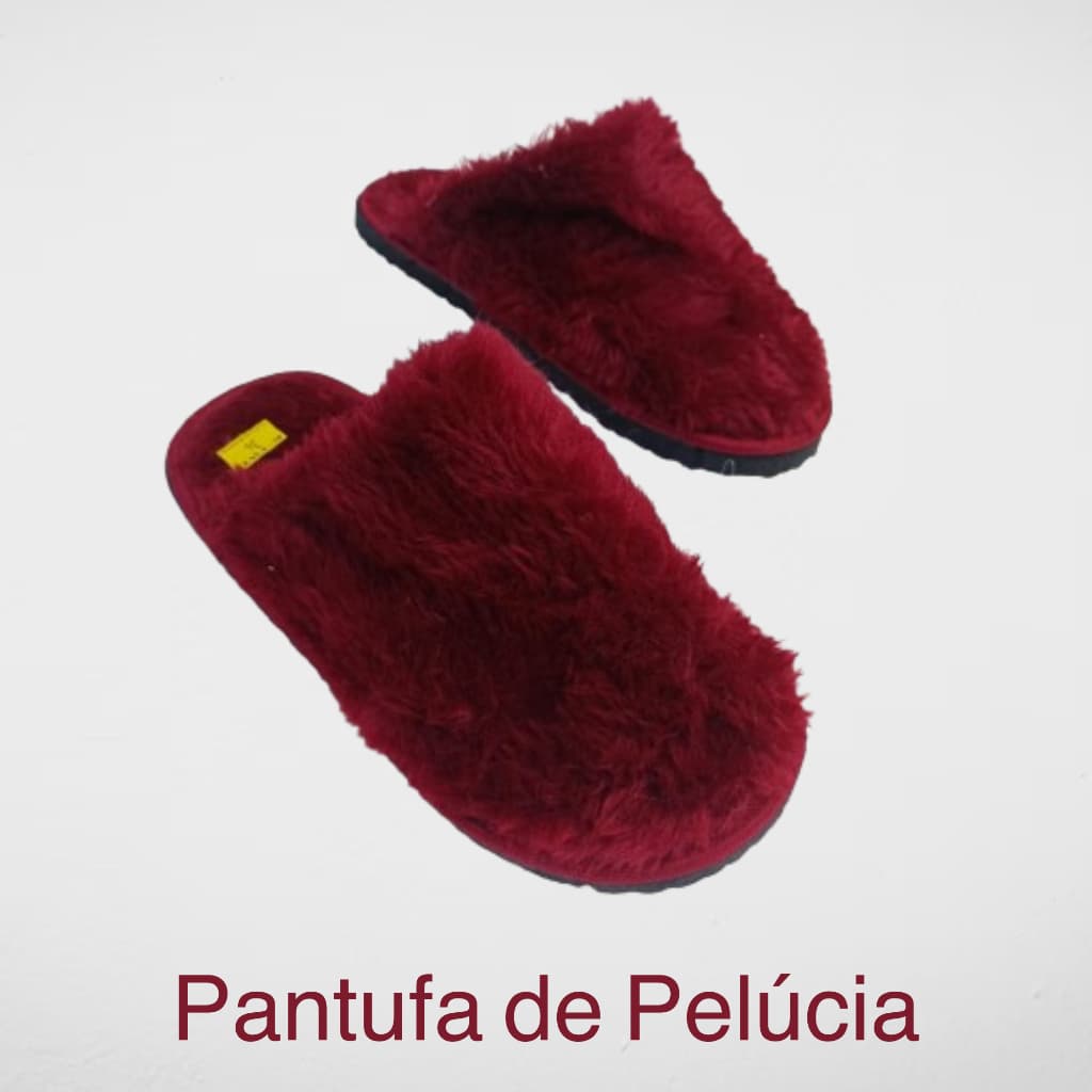 Chinelo de pantufa fofinha de pelúcia para casa, chinelo quentinho, solado antiderrapante Unissex.