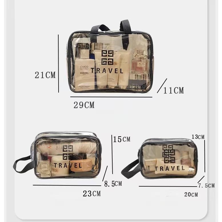 Bolsa Portátil Transparente Para Viagem Cosméticos Produtos De Higiene Pessoal