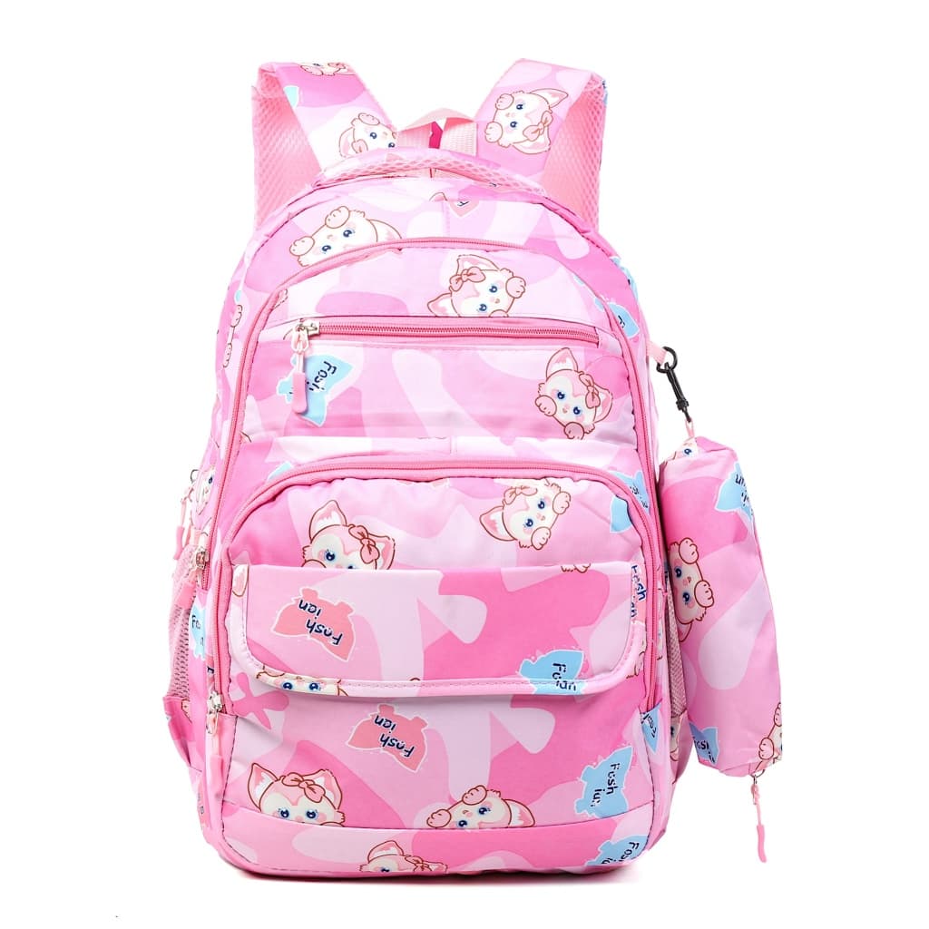 Mochila Feminina Grande Com Estojo Nylon Impermeável Escolar Faculdade Multineos