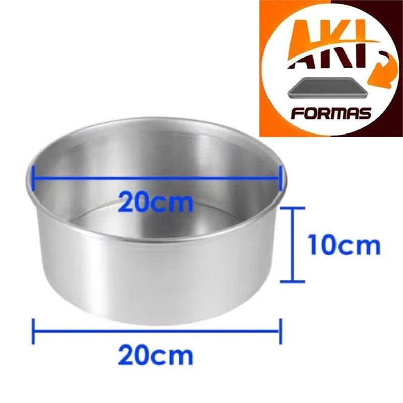 FORMA REDONDA 20X10 ALTA FIXA DE ALUMINIO GROSSO 0,8 CABE NA AIR FRYER COM NOTA FISCAL (( CX 01 ))