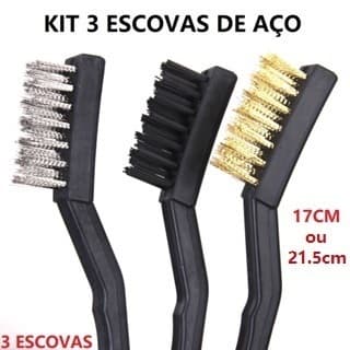 OFERTA Conjunto 3 Escovas De Aço Cabo Longo Multifuncional 21.5cm ou 17cm Multiuso Utensilio